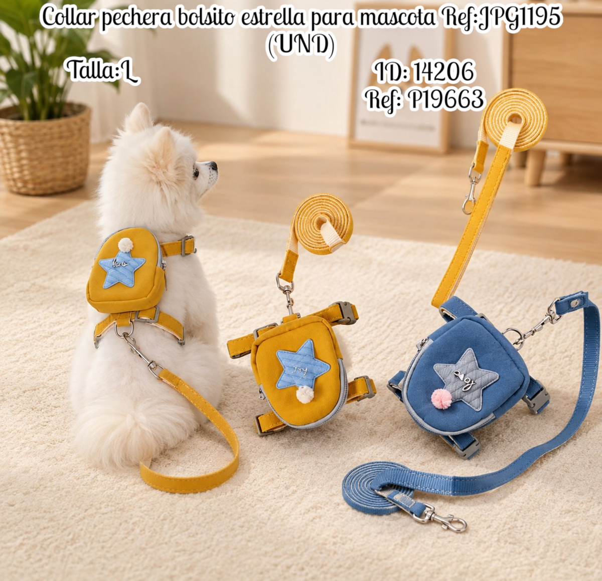 Collar pechera bolsito estrella para mascota Ref:JPG1195 (UND)