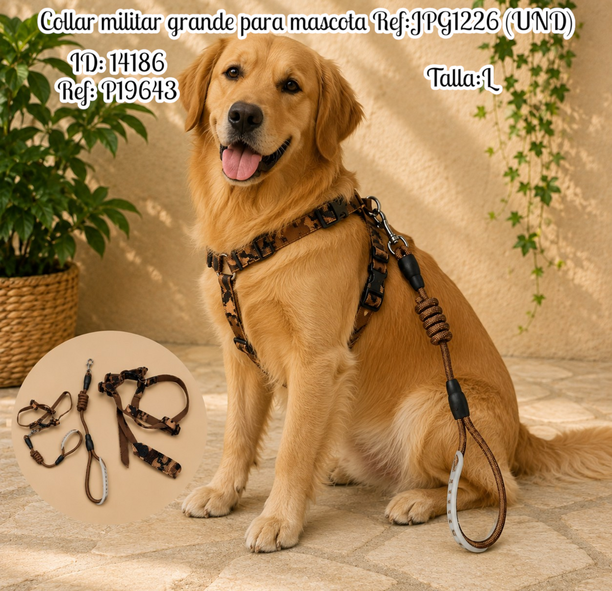 Collar militar grande para mascota Ref:JPG1226 (UND)