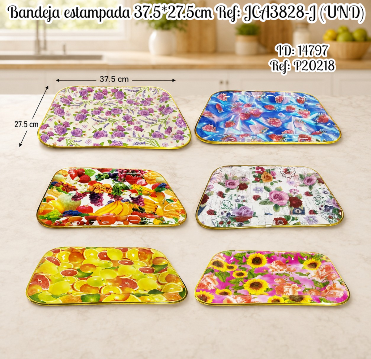 Bandeja estampada 37.5*27.5cm Ref: JCA3828-J (UND)