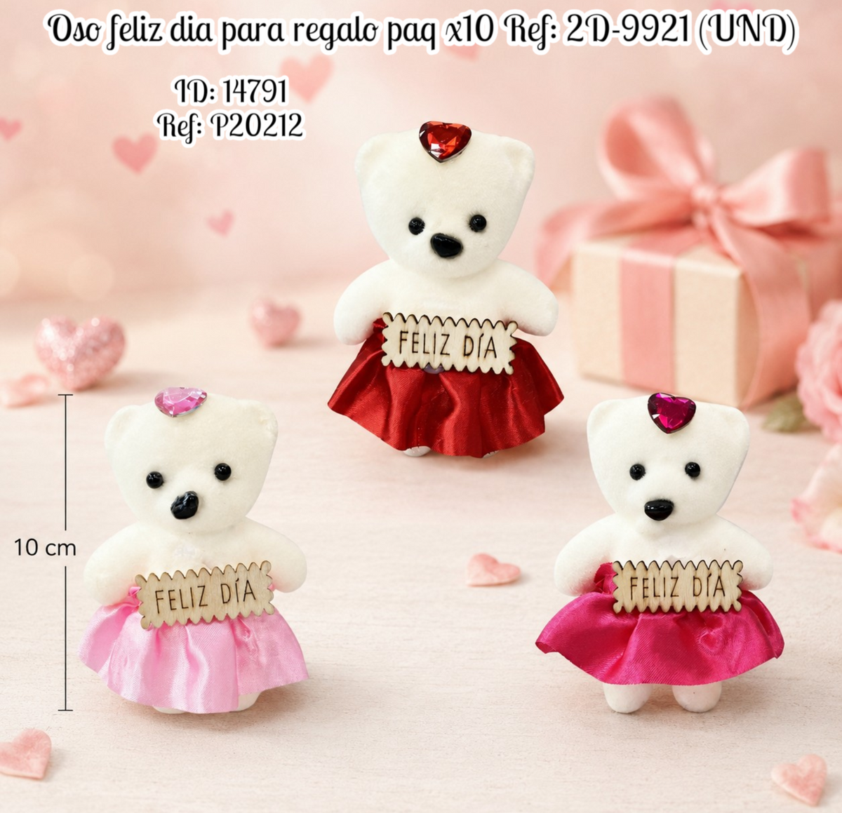 Oso feliz dia para regalo paq x10 Ref: 2D-9921 (UND)