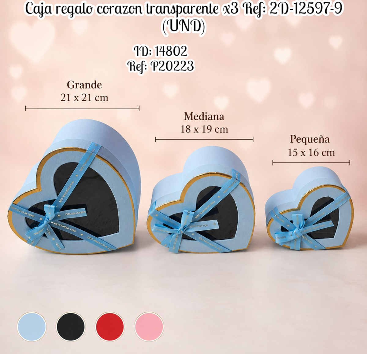 Caja regalo corazon transparente x3 Ref: 2D-12597-9 (UND)