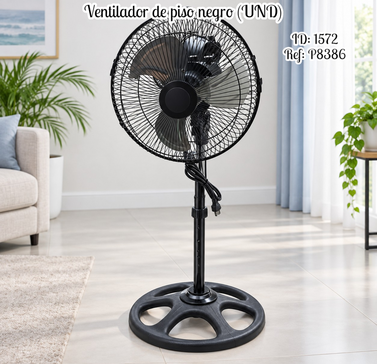 Ventilador de piso negro UND