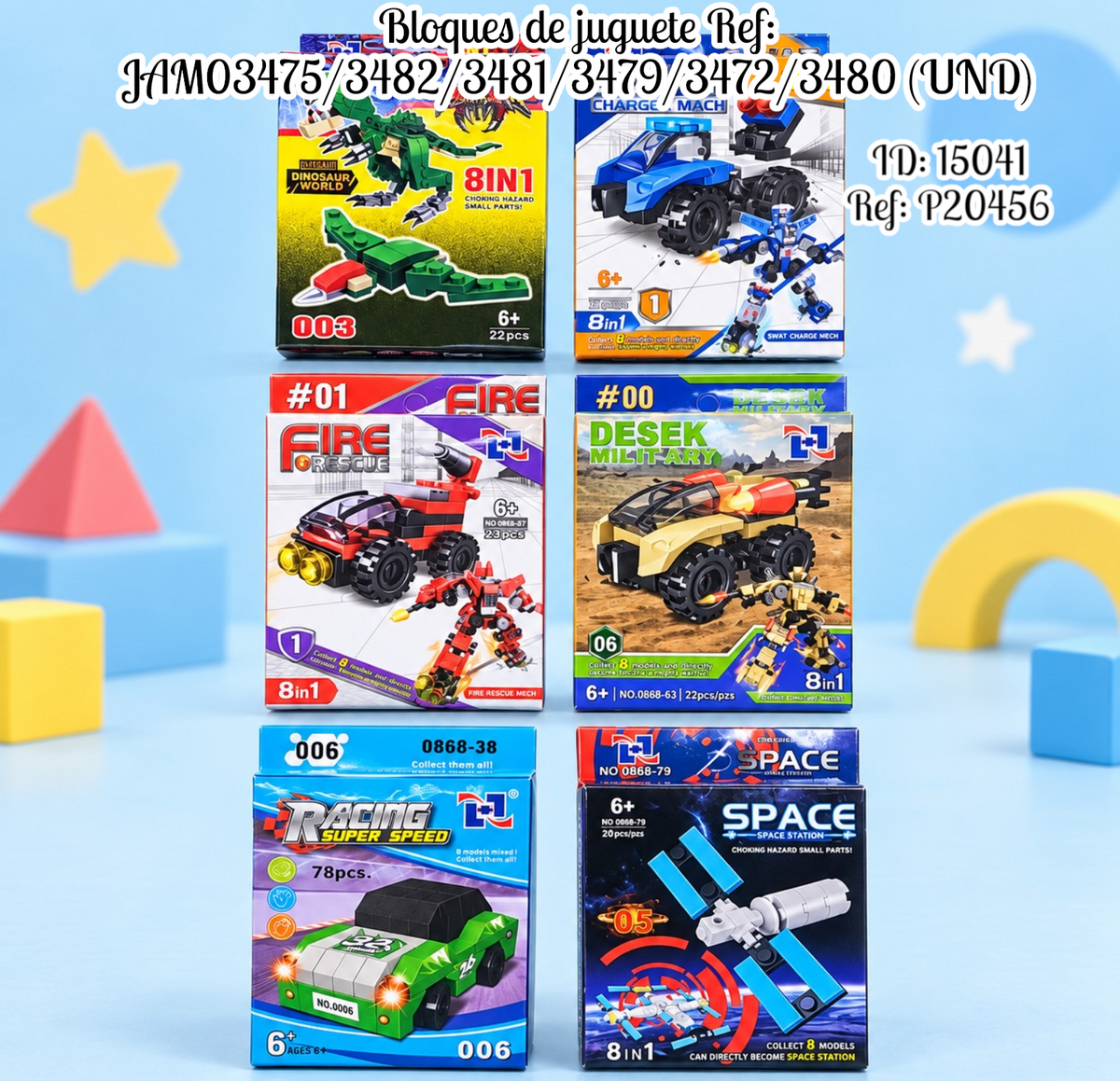 Bloques de juguete Ref: JAM03475/3482/3481/3479/3472/3480 (UND)