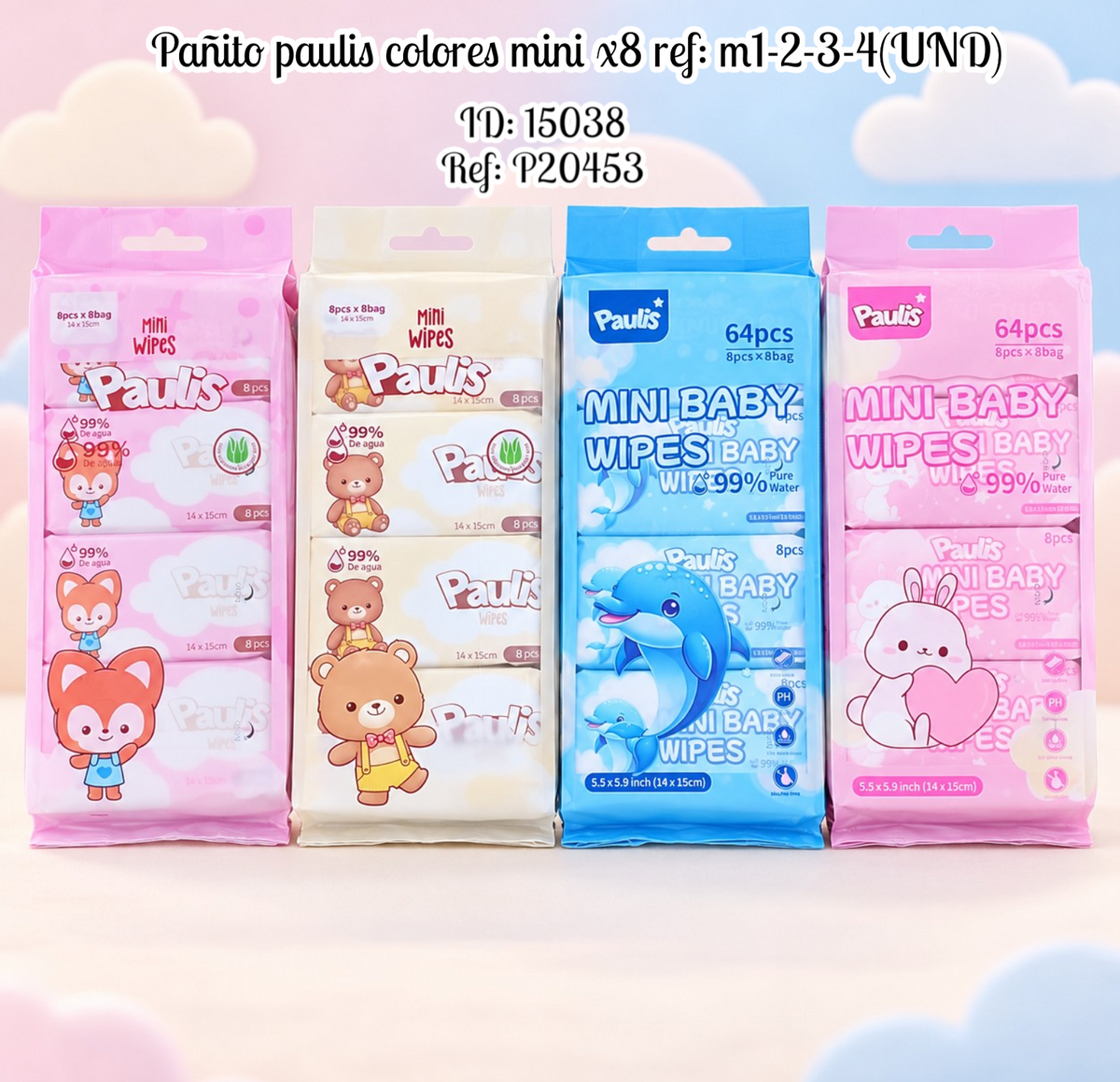 Pañito paulis colores mini x8 ref: m1-2-3-4(UND)