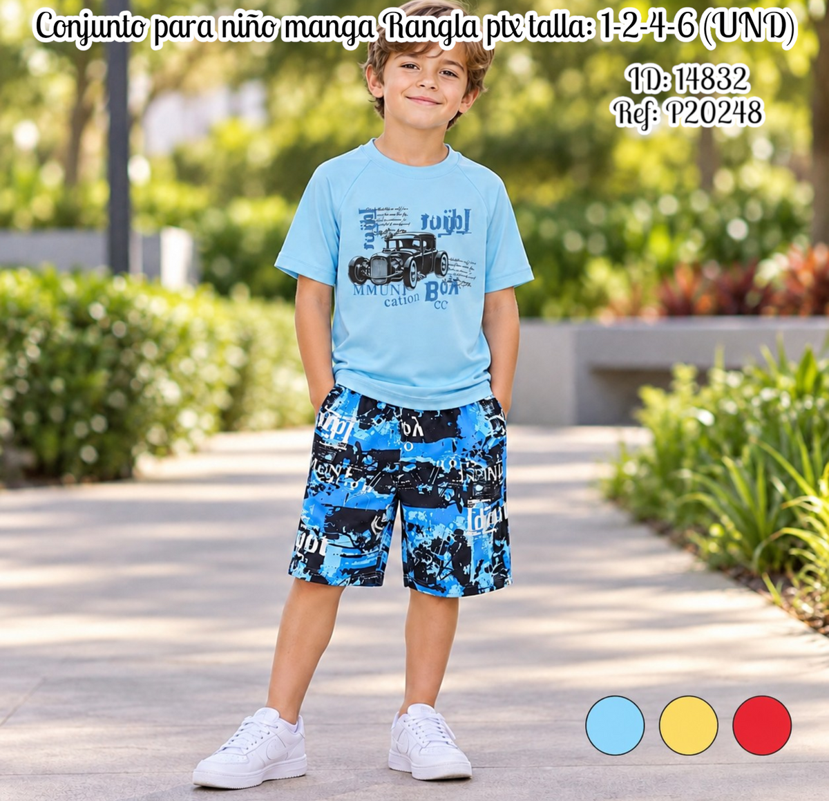 Conjunto para niño manga sencilla ptx talla: 1-2-4-6 (UND)