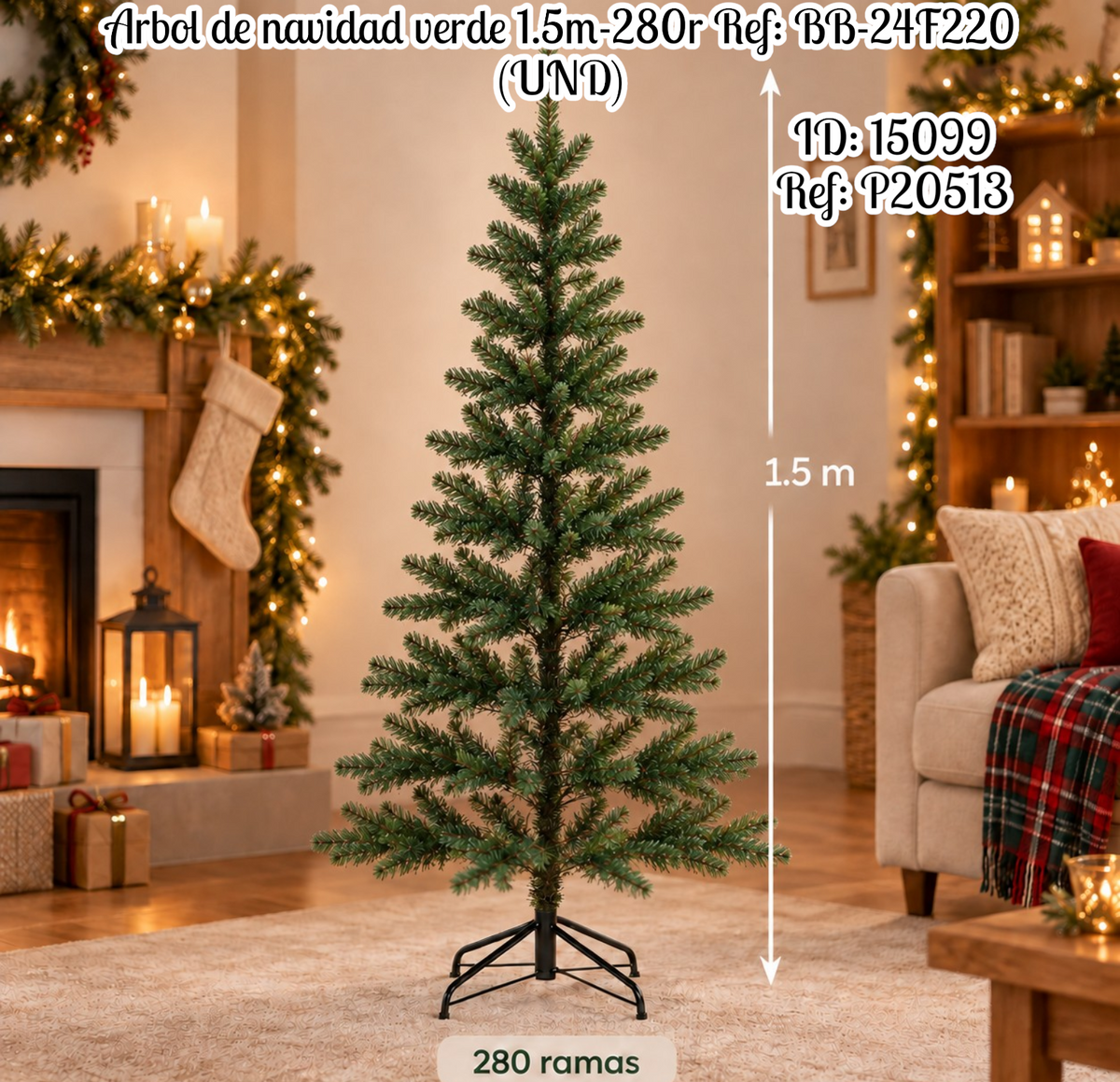 Arbol de navidad verde 1.5m-280r Ref: BB-24F220 (UND)