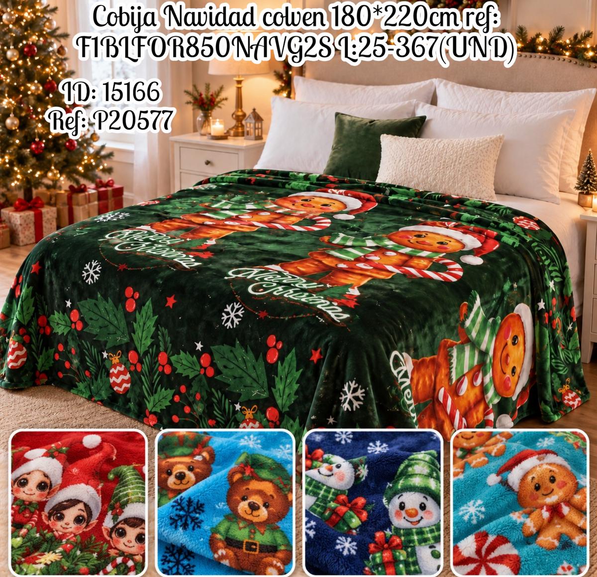 Cobija Navidad colven 180*220cm ref: F1BLFOR850NAVG2S L:25-367(UND)
