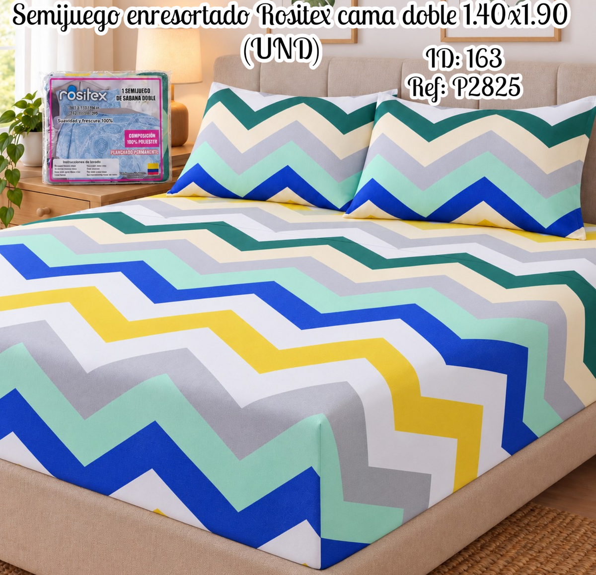Sábana económica Rositex enresortada cama doble 1.40x1.90 al por mayor