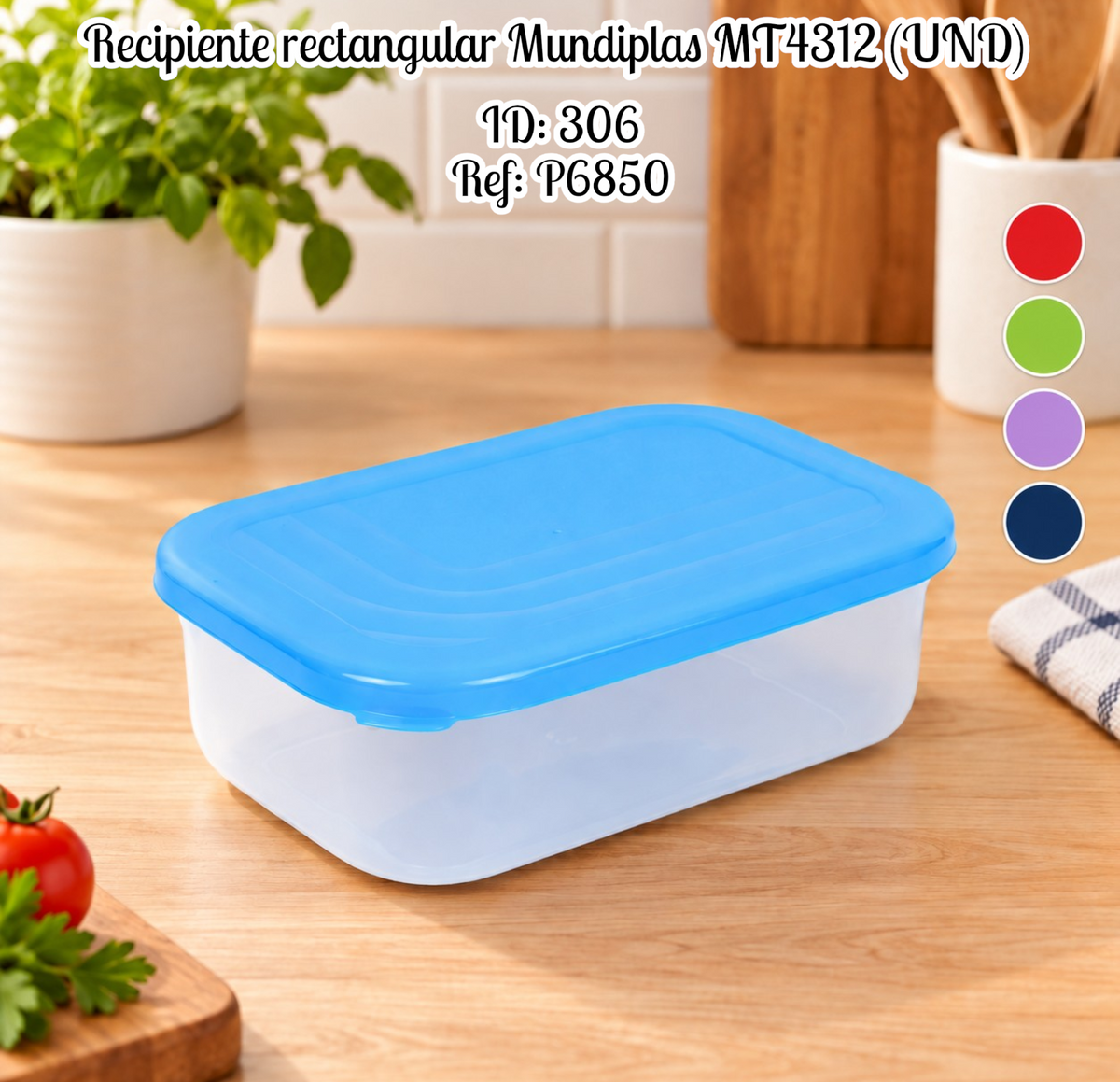 Recipiente rectangular Mundiplas al por mayor – Ref. MT4312