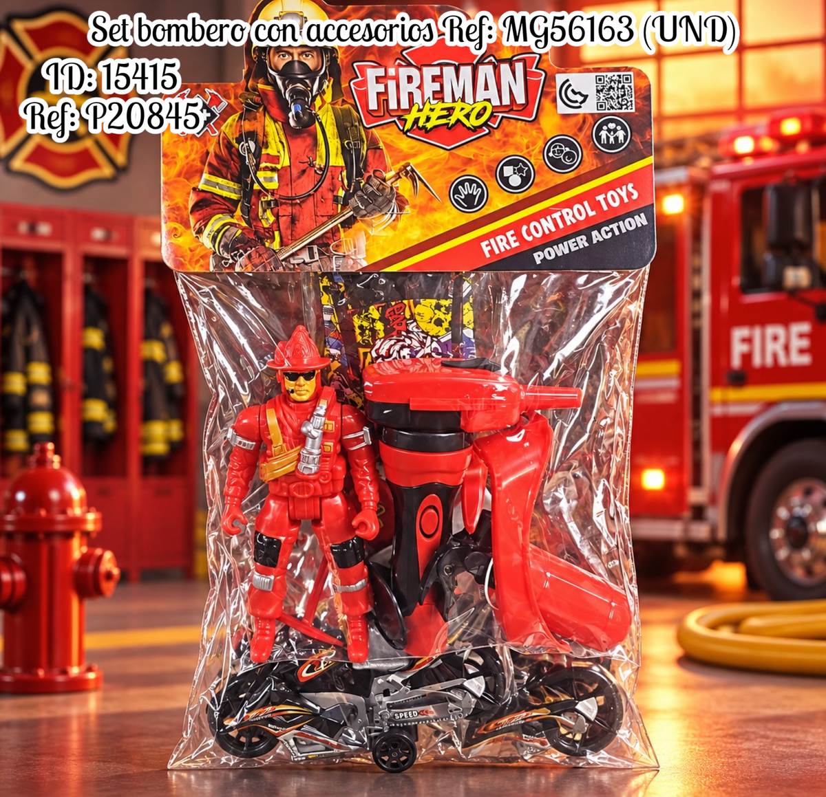 Set bombero con accesorios Ref: MG56163 (UND)