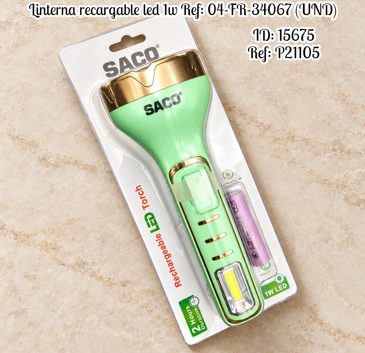 Linterna recargable led 1w Ref: 04-FR-34067 (UND)