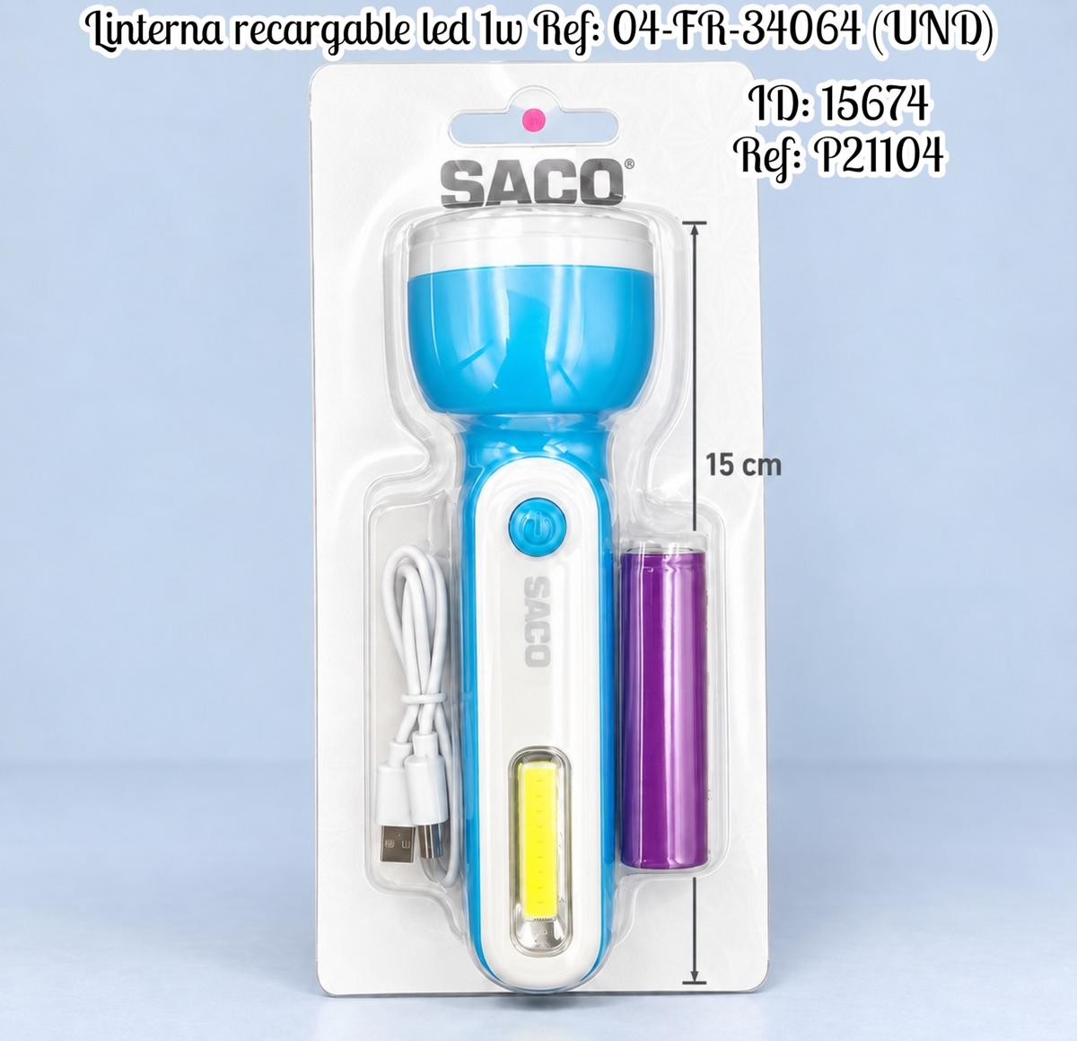 Linterna recargable led 1w Ref: 04-FR-34064 (UND)