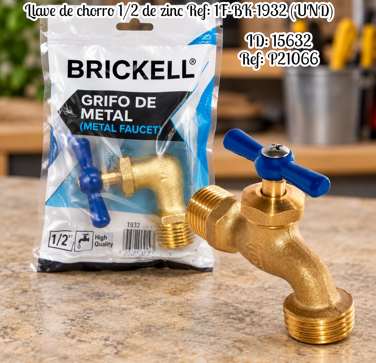 Llave de chorro 1/2 de zinc Ref: 1F-BK-1932 (UND)