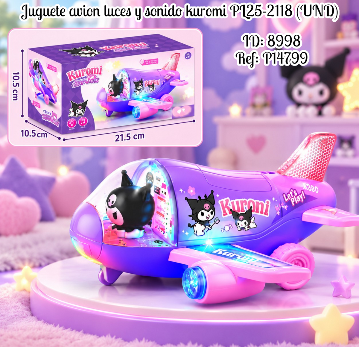 Juguete avion luces y sonido kuromi PL25-2118 (UND)
