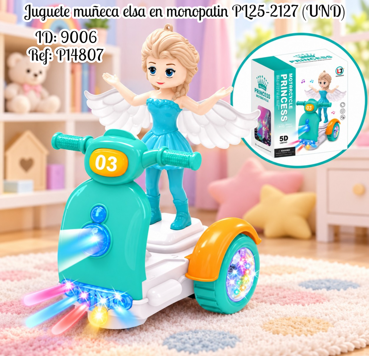 Juguete muñeca elsa en monopatin PL25-2127 (UND)