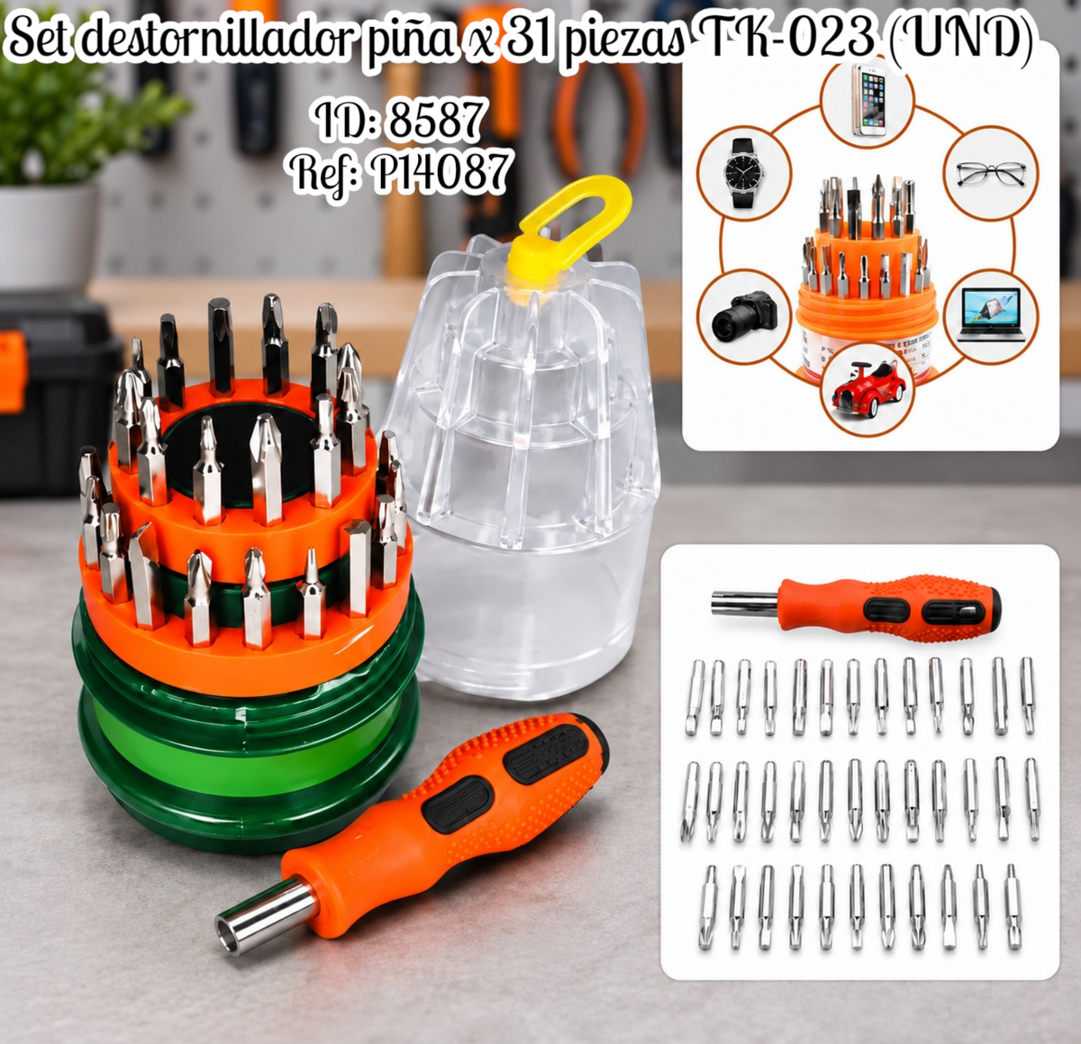 Set destornillador piña x 31 piezas al por mayor – Ref. TK-023