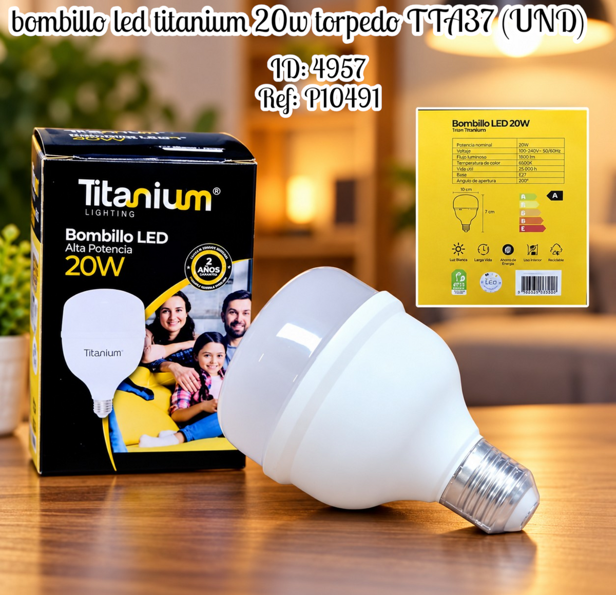 bombillo led titanium 20w torpedo al por mayor – Ref. TTA37