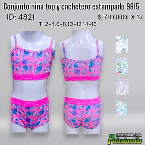 Conjunto niña top y cachetero estampado 9815 (DC)