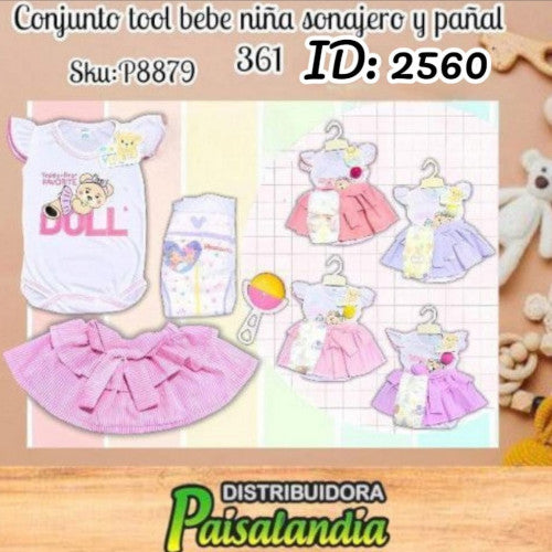 Conjunto tool bebe niña sonajero y pañal 361 (UND)