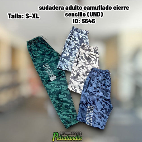 sudadera adulto camuflado cierre sencillo (UND)