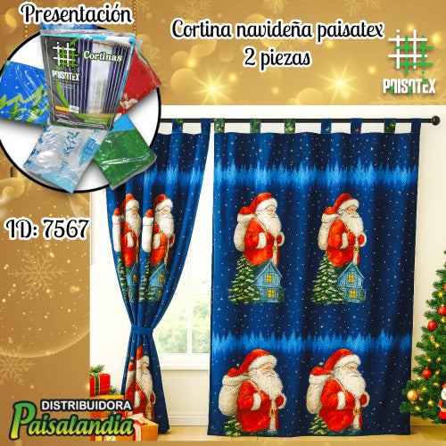 Cortina navideña paisatex 2 piezas