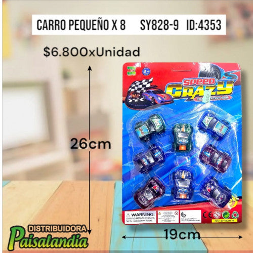 Juguete carro pequeño x8 SY828-9 (UND)
