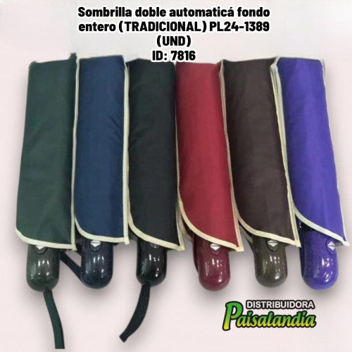 Sombrilla doble automaticá fondo entero (TRADICIONAL) PL24-1389 (UND)