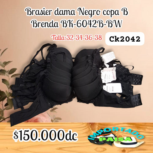 Brasier dama Brenda negro copa B BK-6042B-BW (DC)