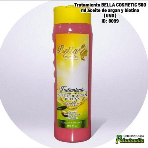 Tratamiento BELLA COSMETIC 500 ml aceite de argan y biotina (UND)