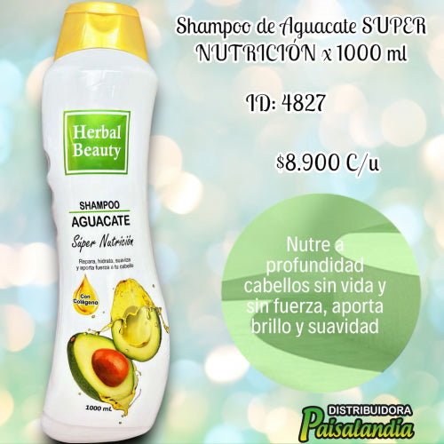Shampoo aguacate SUPER NUTRICIÓN x 1000 ml (UND)