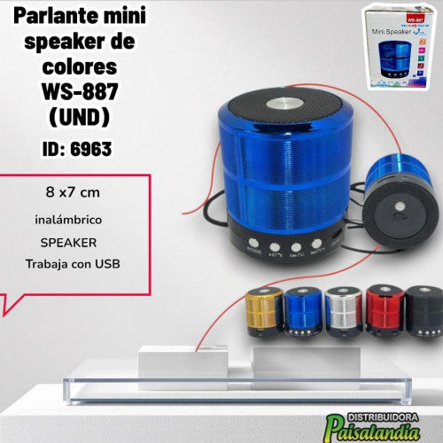 Parlante mini speaker de colores WS-887 (UND)