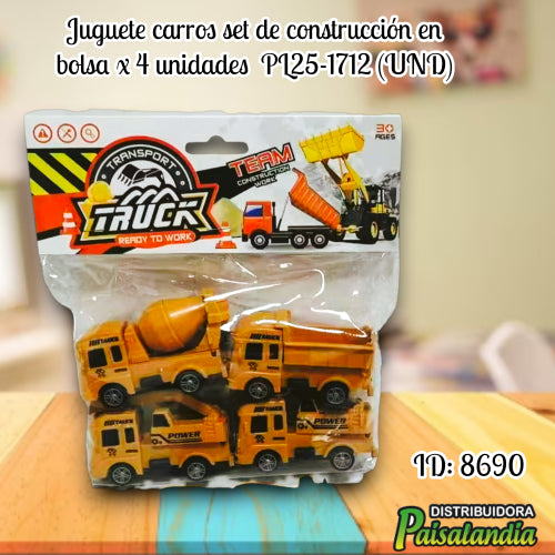 Juguete carros set de construcción en bolsa x 4 unidaes PL25-1712 (UND)