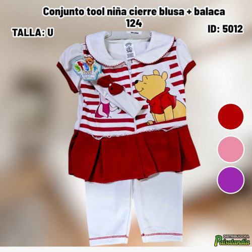 Conjunto tool niña cierre blusa + balaca 124 (UND)