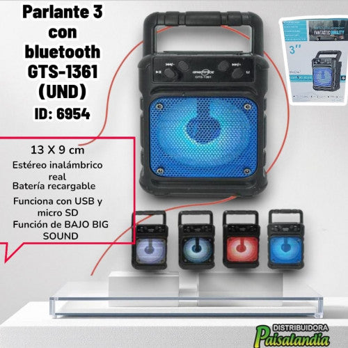 Parlante 3 con bluetooth GTS-1361 (UND)