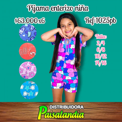 Pijama enterizo de niña x 6 unidades