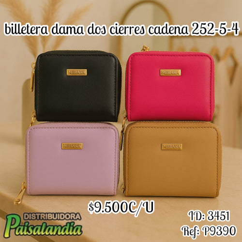 Billetera dama dos cierres cadena 252-5-4 (UND)