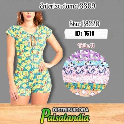 Enterizo estampado manga corta dama 3309 (UND)