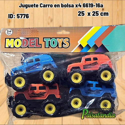 Juguete Carro en bolsa x4 6619-16a (UND)
