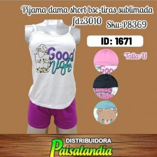 Pijama short bsc tira sublimada localizada fdz3010 (UND)