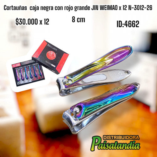 Cortauñas grande caja negra con rojo N-3012-26 JIN WEIMAO caja x 12 UND