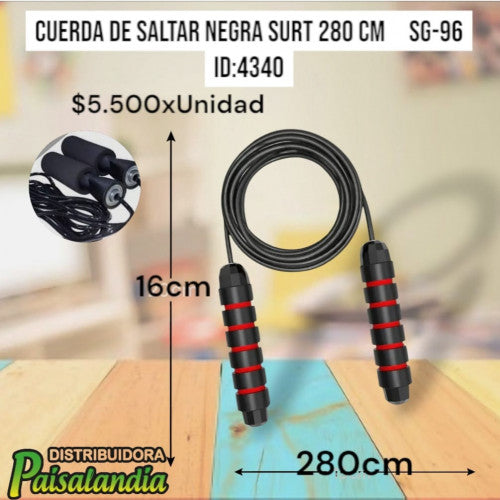 Cuerda de saltar negra surtida 280 cm SG-96 (UND)