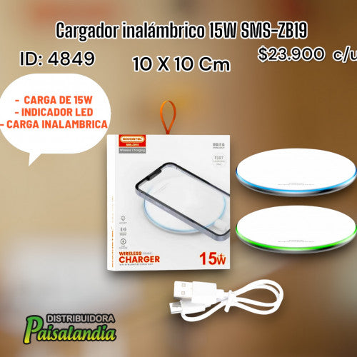 Cargador inalámbrico 15W SMS-ZB19 (UND)