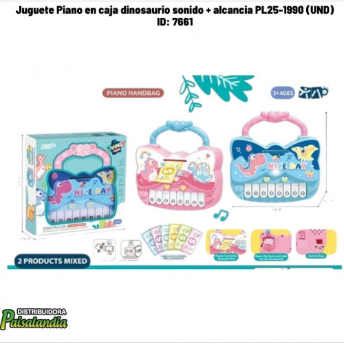 Juguete Piano en caja dinosaurio sonido + alcancia PL25-1990 (UND)
