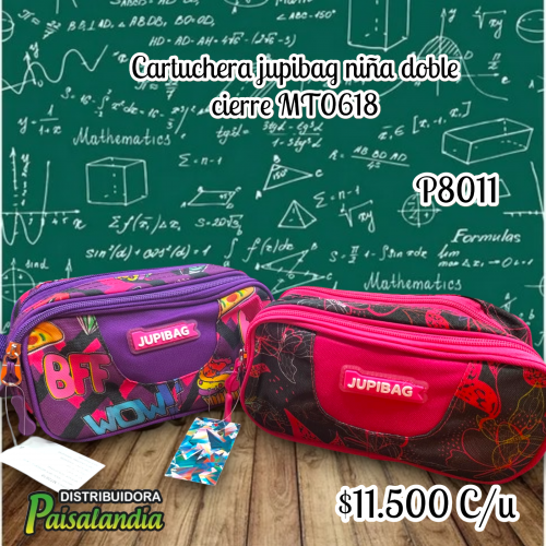 Cartuchera jupibag niña doble cierre MT0618