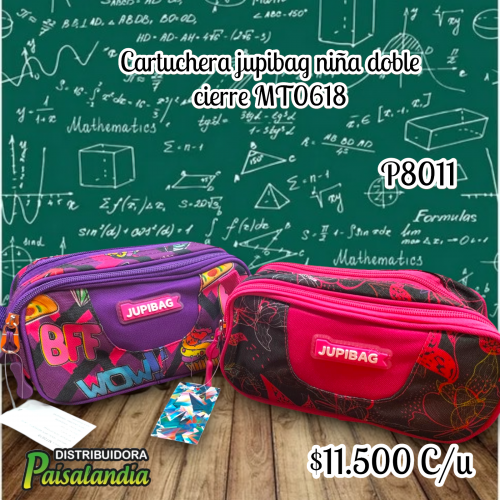 Cartuchera escolar Jupibag niña doble cierre MT0618 (UND)