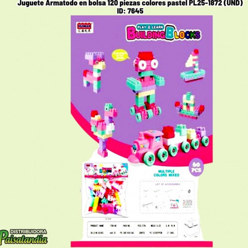 Juguete Armatodo en bolsa 120 piezas colores pastel PL25-1872 (UND)