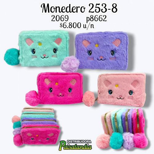 Monedero peludo colores surtidos 253-8 (UND)