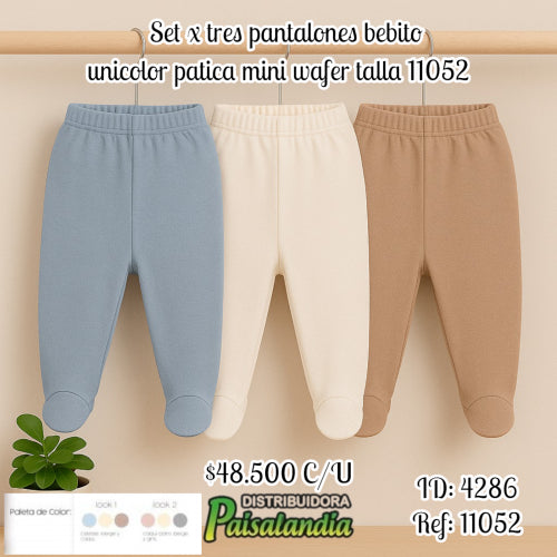 setx x tres pantalonesbebito unicolor patica mini wafer tall 11052