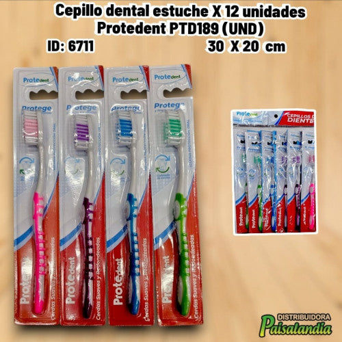 Cepillo dental estuche X 12 unidades Protedent PTD189 (UND)