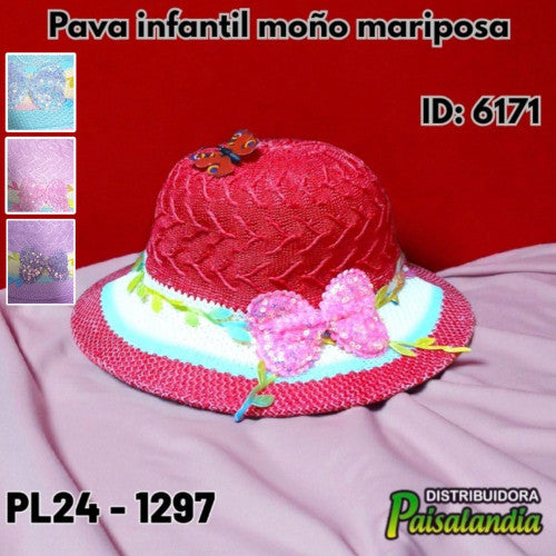 Pava infantil moño mariposa PL24-1297 22x20 cm (UND)
